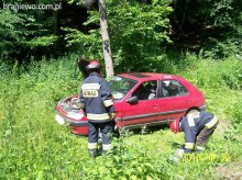 Wypadek samochodu Peugeot i motocykla Aprilia.